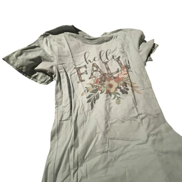 Kim Rogers Gray Graphic Tee with Rust and Cream Floral Print - Picture 2 of 2